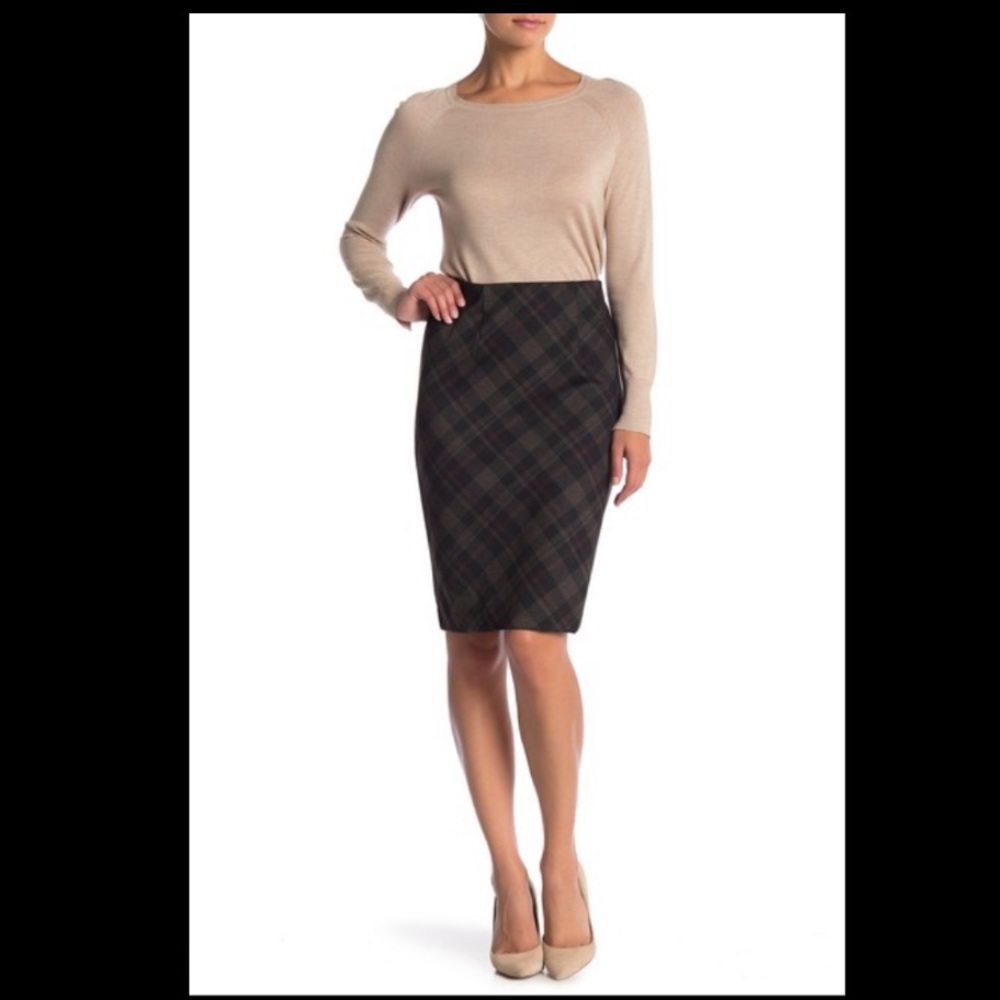 Amanda & Chelsea Plaid Ponte Pencil Skirt